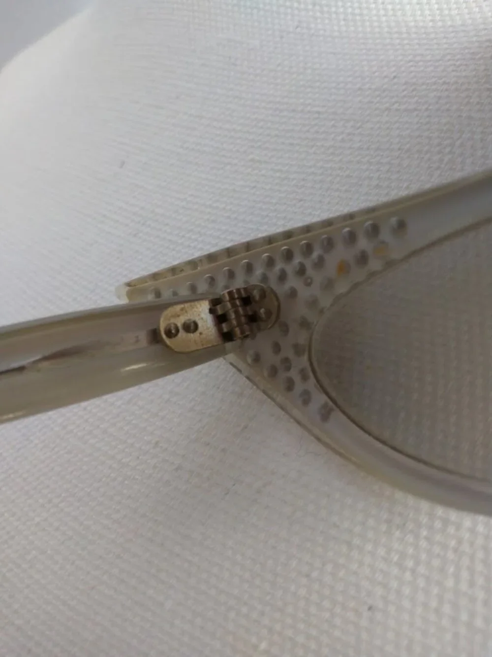 Vintage Cat Eye Sunglasses White Frame France Rhinestone Mirrored Lenses 60s Mod